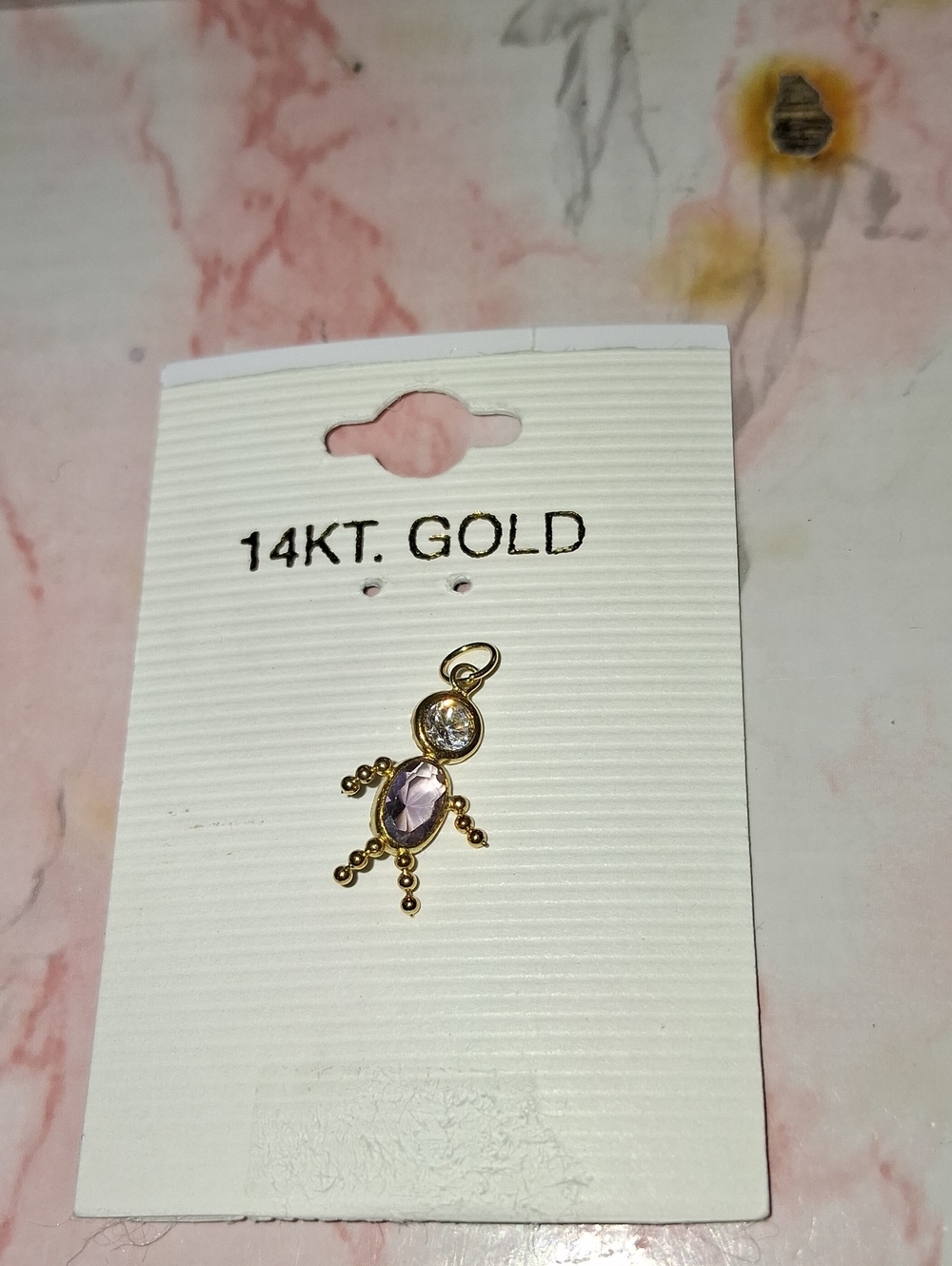 14KT Gold Women’s Pink Gemstone Pendant